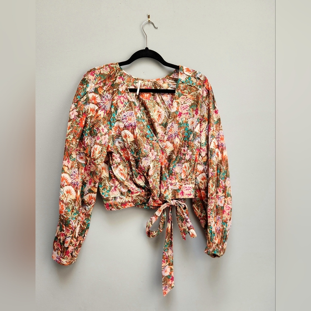 Free People Floral Wrap Top - Medium
